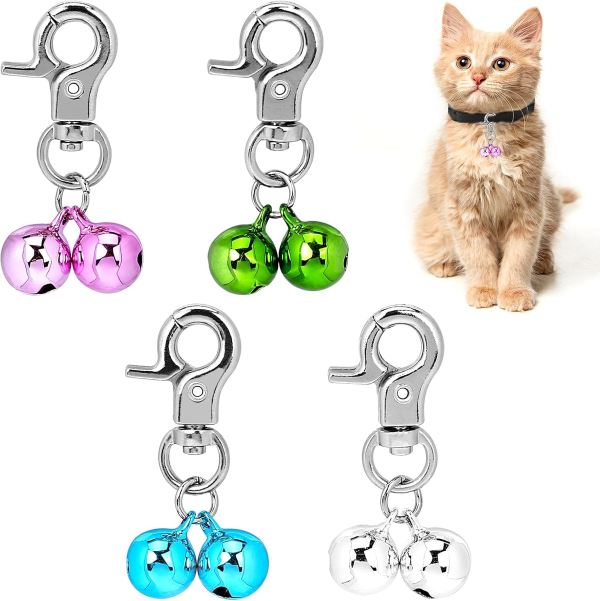 Kalione stainless steel pet collar bells pack of four