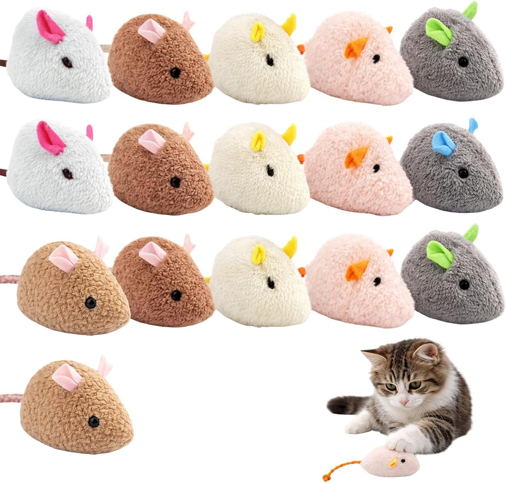 WmerWmn catnip mouse plush set front view showing vibrant assortment