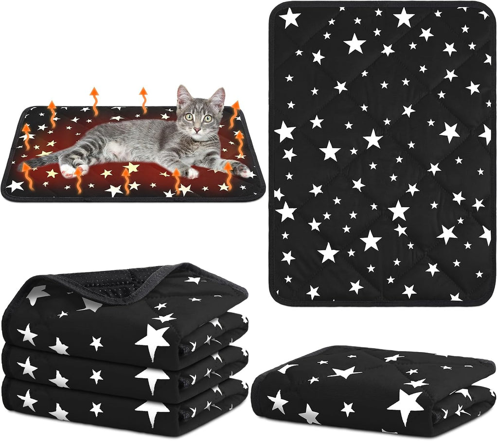 Namalu 4 Pack Self Warming Cat Bed Self Heating Cat Mat Star Pattern Soft Dog Crate Pad Thermal Pet Mat Anti Slip Kennel Dog Washable Warming Bed for Outdoor Indoor(12 x 12 Inch,Brown) - Image 11