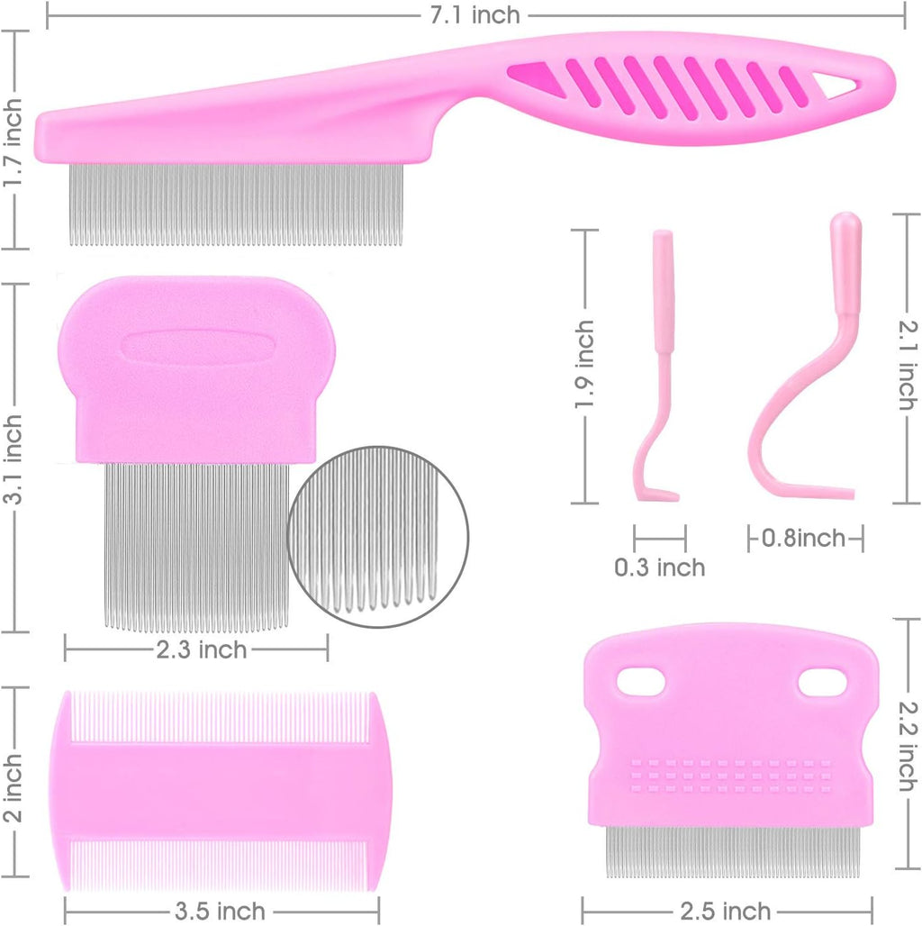 Pink premium pet hygiene comb set for removing dandruff flakes and loose fur