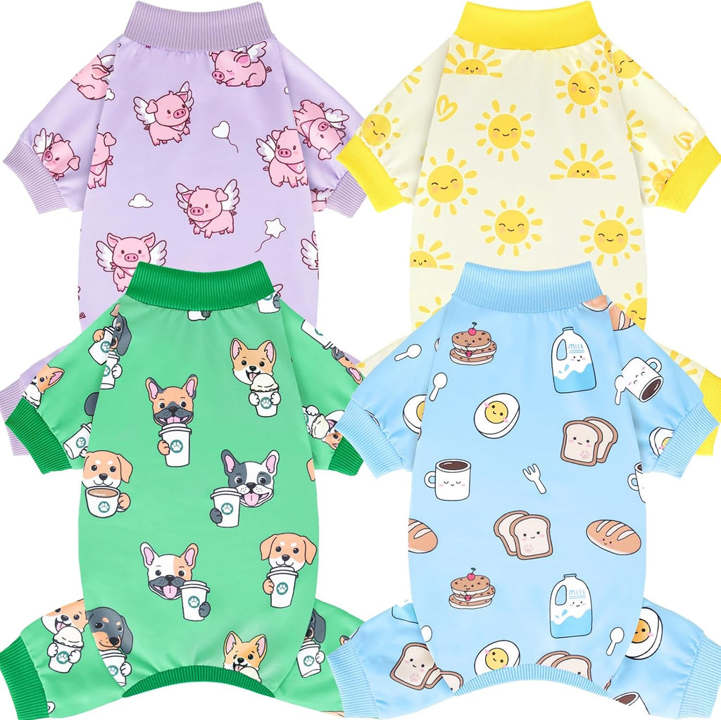 XPUDAC 4 Pack Dog Pajamas Soft Strechy Summer Doggie Clothes for Small Medium Dogs Boy Girl Dog Onesie Puppy Pjs Cat Apparel-Medium - Image 14