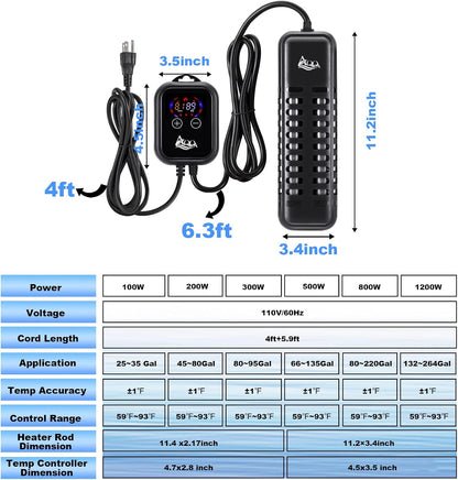 Components and packaging of AQQA aquarium heating system