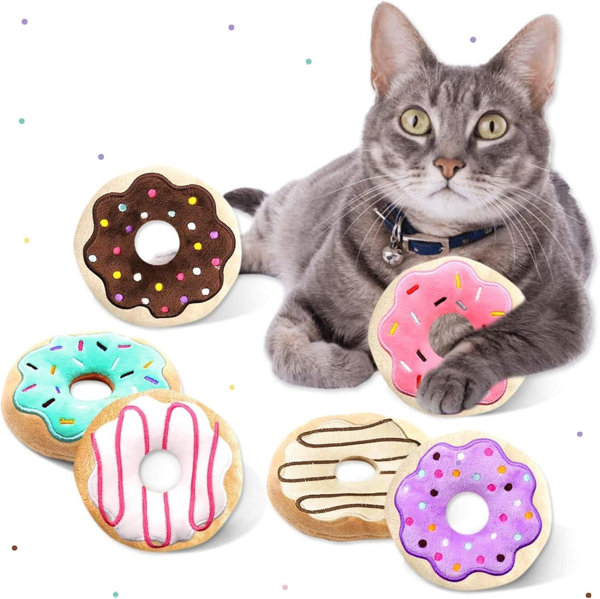 CiyvoLyeen Bread Catnip Toys, Cat Toy for Indoor Interactive Toys, Kitten Chew Bite Kick Toy Baguette Croissant Pretzel Toast Bun Cinnamon Roll Plush Catmint Pet Birthday Presents 6 Pack - Image 15