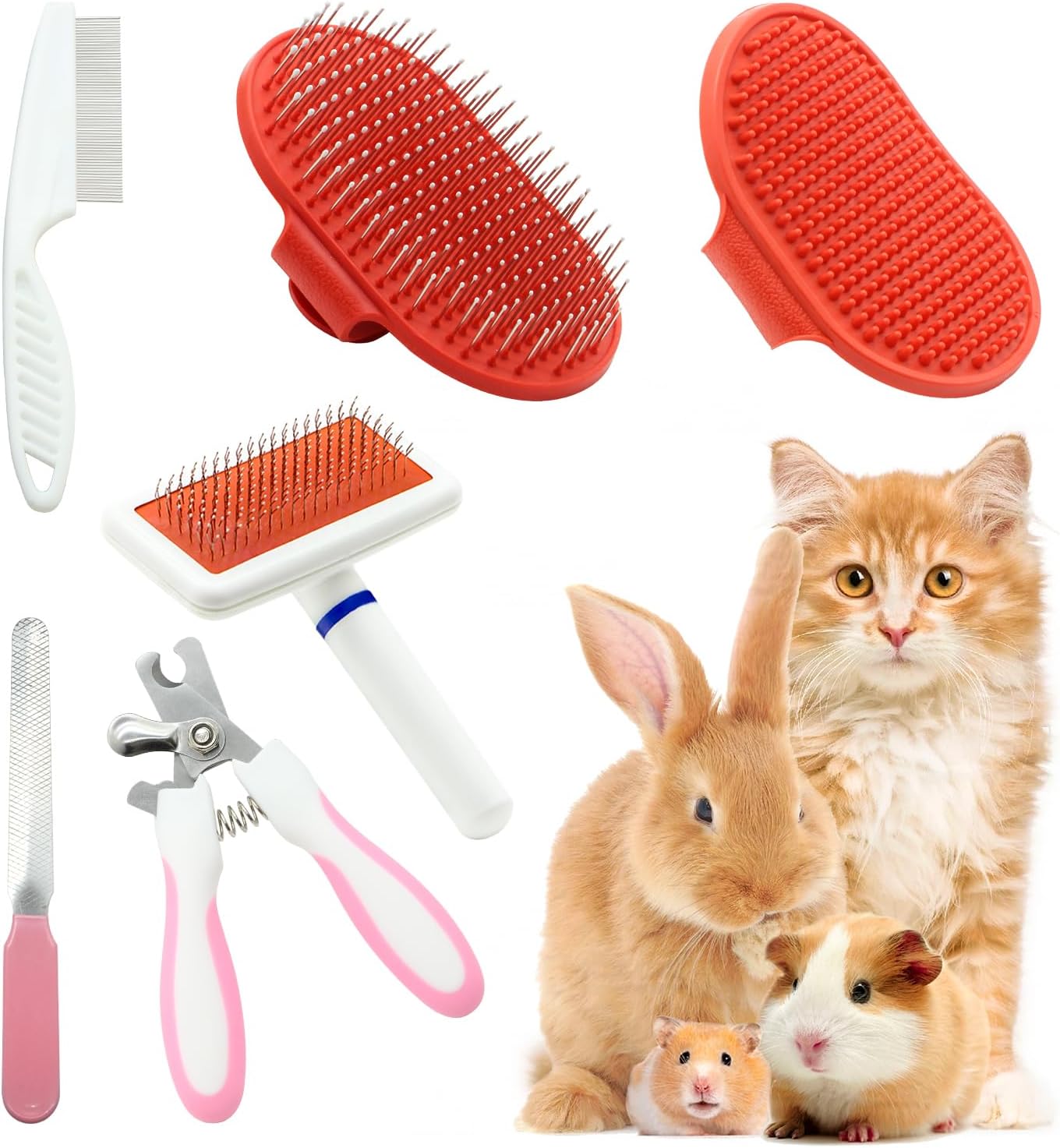 Crafterlife premium small animal grooming set tools side by side view.