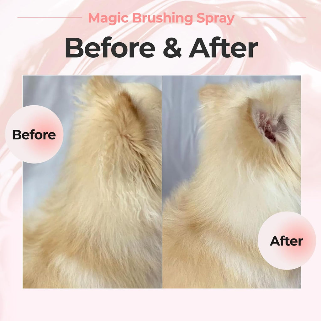 Anti-itch and soothing pet grooming mist product packaging details for sensitive skin.