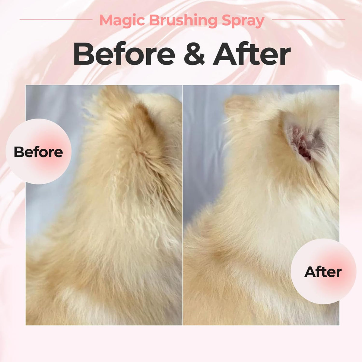 Anti-itch and soothing pet grooming mist product packaging details for sensitive skin.