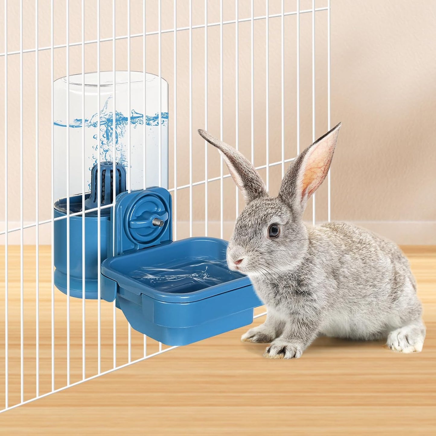 VANNON Small Animal Filter Water Dispenser for Crate, 26oz Water Bottle for Cage, BPA Free and Anti-Overeflow Pet Water Bowl for Small Dogs, Cats and Rabbits, Blue - Image 4