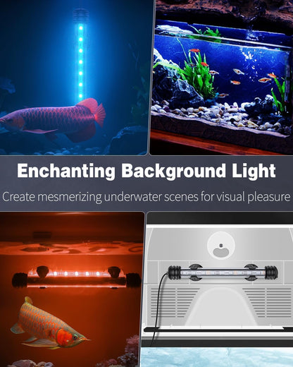Pawfly 1.8 W Aquarium LED Light 7.5 Inch Underwater Fish Tank Light with Timer Auto On/Off Fish Tank Background Lights with 8 Lighting Modes Submersible Multi-Colored Tube Lights for Decoration - Image 7