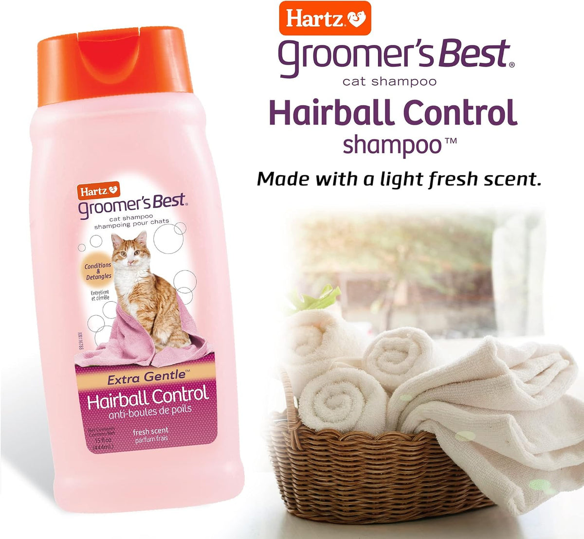 Hartz hairball control cat shampoo back label details
