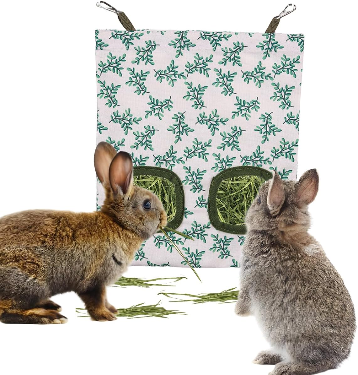 Rabbit Hay Feeder, Guinea Pig Hay Holder & Bunny Hay Feeder - Durable Hanging Hay Bag for Rabbits Chinchillas Guinea Pigs Bunnies - Chew-Resistant Hay Holder for Small Animals (Grass Green) - Image 12