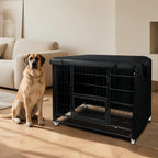 VURIVO insulated dog kennel cover side profile showcasing the mesh ventilation window