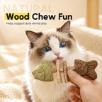 Close up of textured fishbone cat dental chew toy
