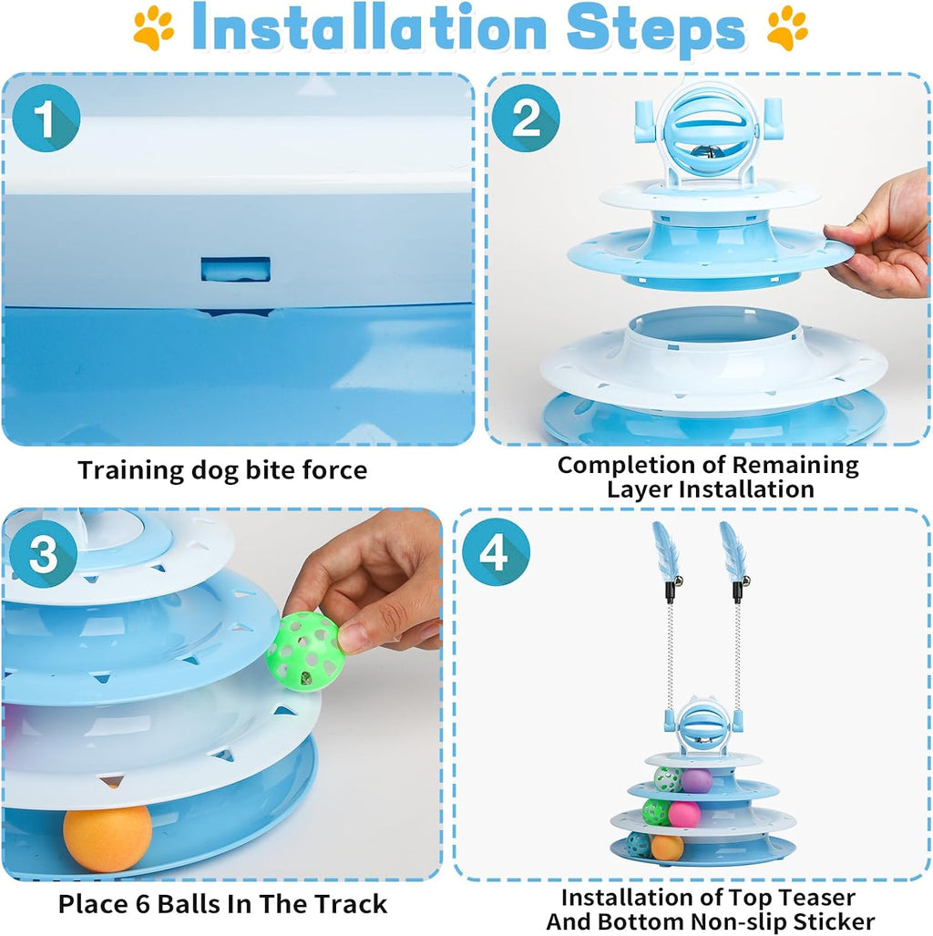 Goosheep interactive cat toy track closeup highlighting the six rotating blue balls.