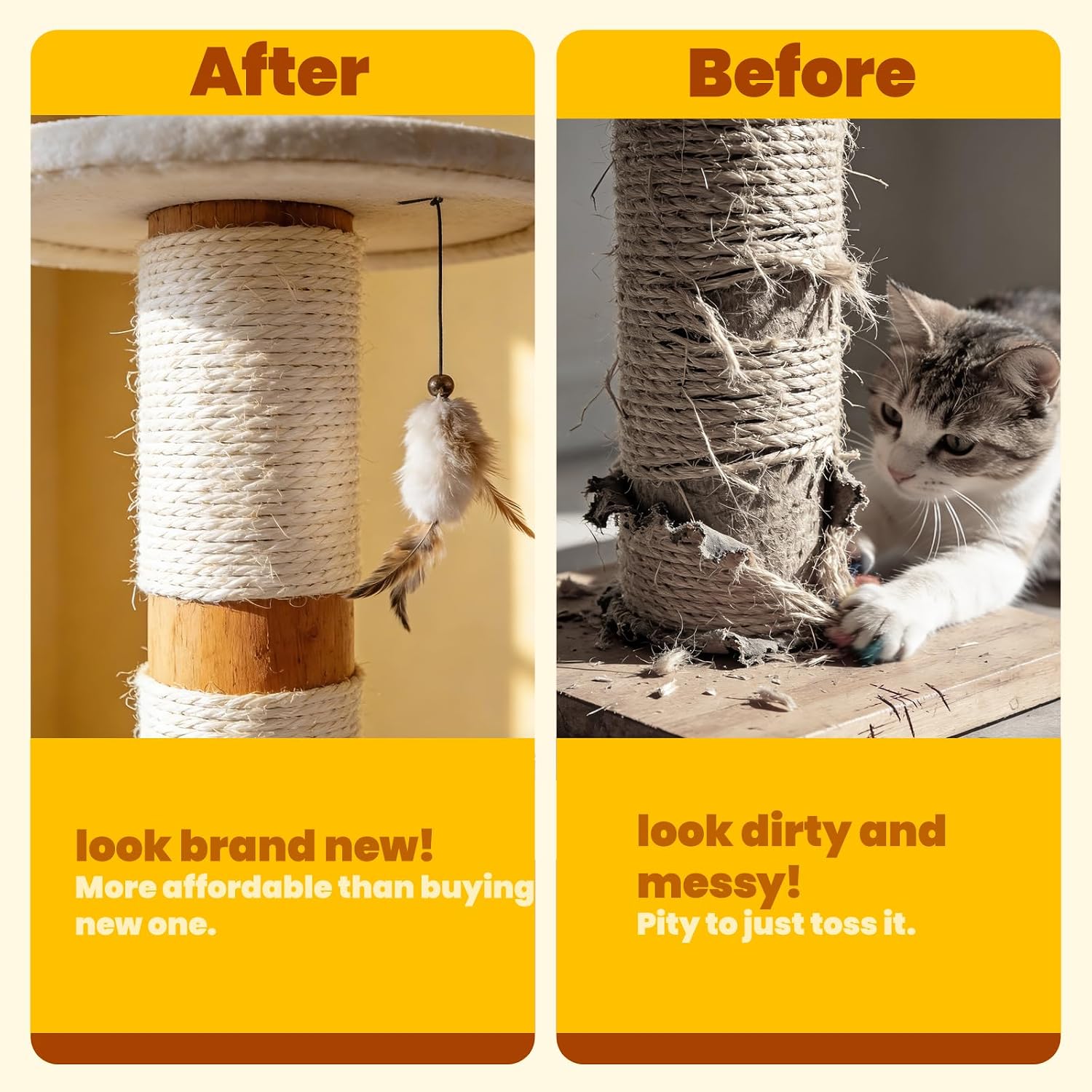 AretyLumioo 3/16 inch sisal twine for home furniture protection