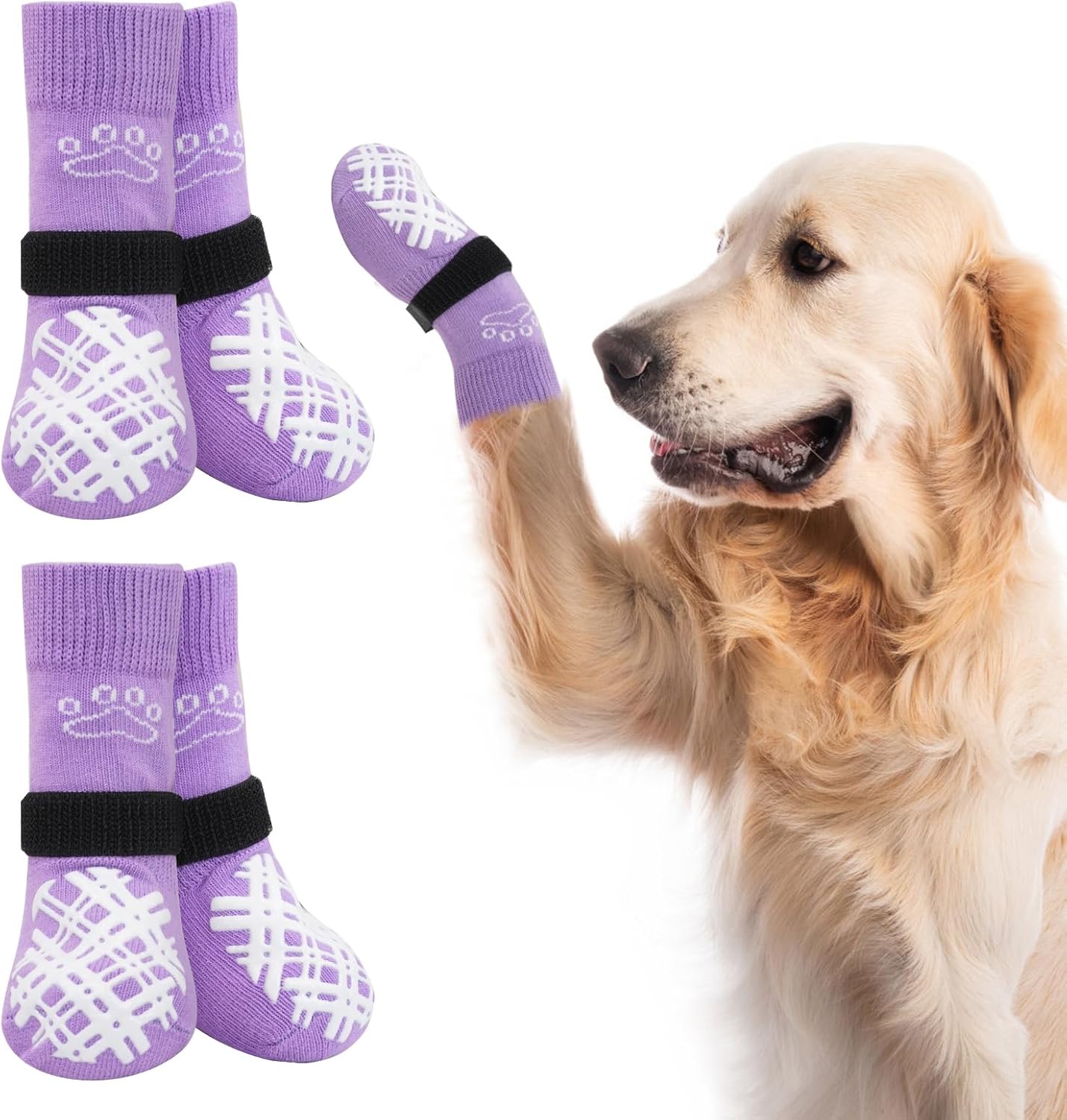 BEAUTYZOO Dog Socks to Prevent Licking Paws -Dog Shoes for Hot Pavement & Hardwood Floors Anti Slip, Traction Control Boots & Paw Protectors with Double Side Grips for Small Medium Large Senior Dogs - Image 15