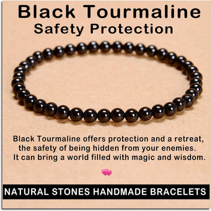 AD Beads Black Tourmaline Bracelet front view showing natural stone texture.
