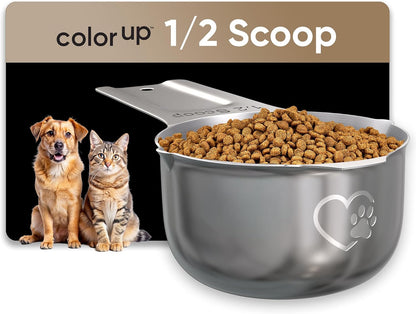 Color Up 1/4 Cup Pet Food Scoop - Stainless Steel Dog Food Scoop Cup (4 Tbsp) - Durable, Rust-Resistant Measuring Scoop for Dogs, Cats, Birds & Rabbits - Ideal for Dry Food & Treats - Image 14