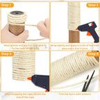 Professional finish of sisal rope wrapped around a cat scratching pole