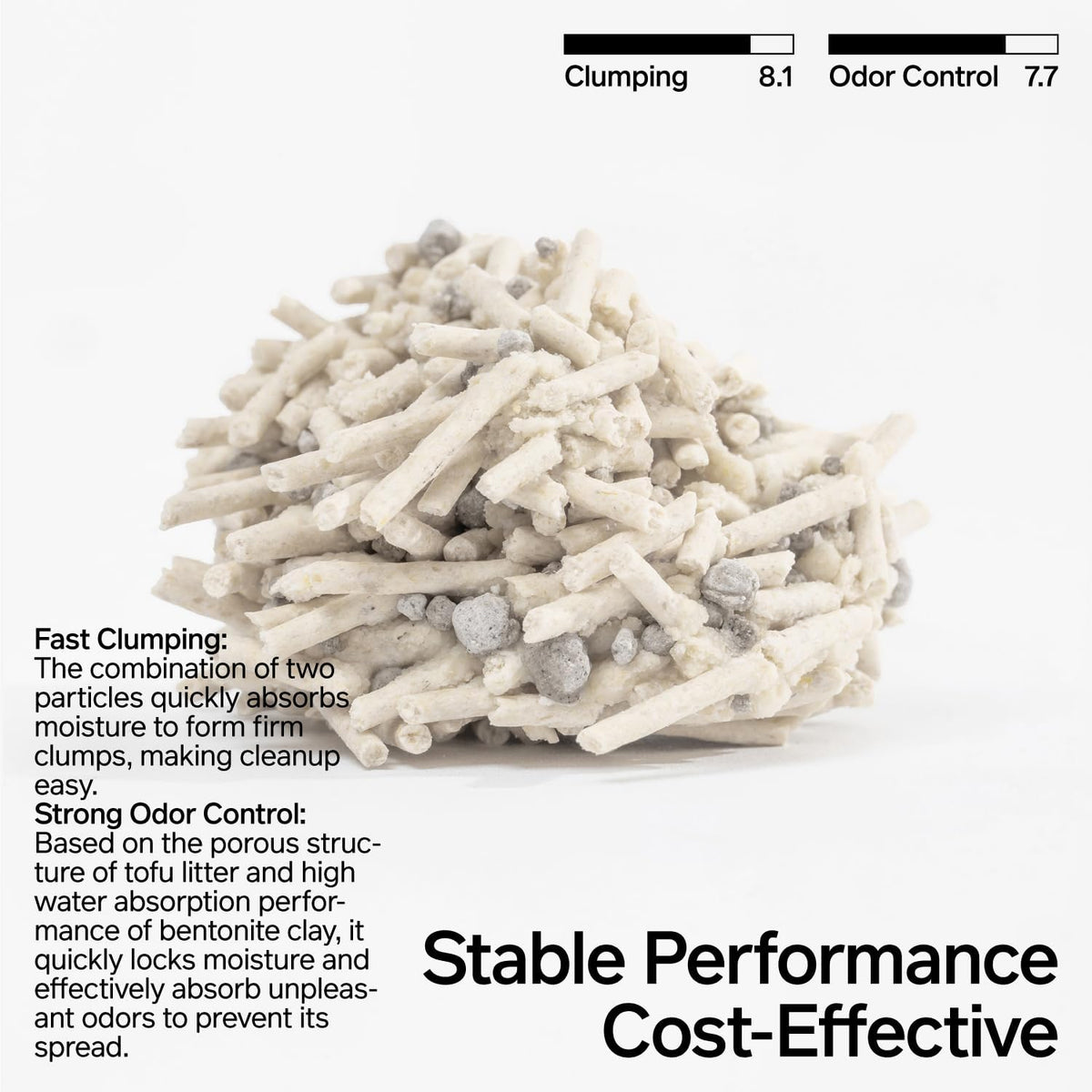 Close up of Pidan cat litter texture and granule size