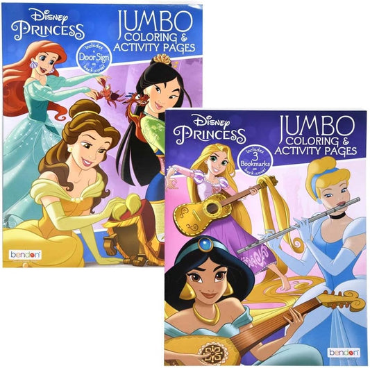 Disney Princess Jumbo Coloring and Activity Book front cover featuring Ariel, Mulan, and Belle