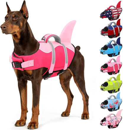 AOFITEE Dog Life Jacket, Dog Life Vest for Swimming, Shark Dogs Swimming Vest with Rescue Handle and Reflective Stripe, Ripstop Pet Float Coat Swimsuit Lifesaver Small Medium Large Dogs Pink XL - Image 9