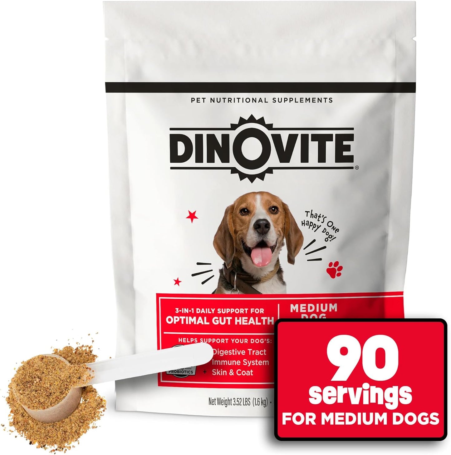 Dinovite Probiotics for Dogs, Probiotic Powder Food Topper for Large Dogs (45+ lb), Daily Digestive Health & Skin Support with Omega-3s, 90 Servings - Image 11