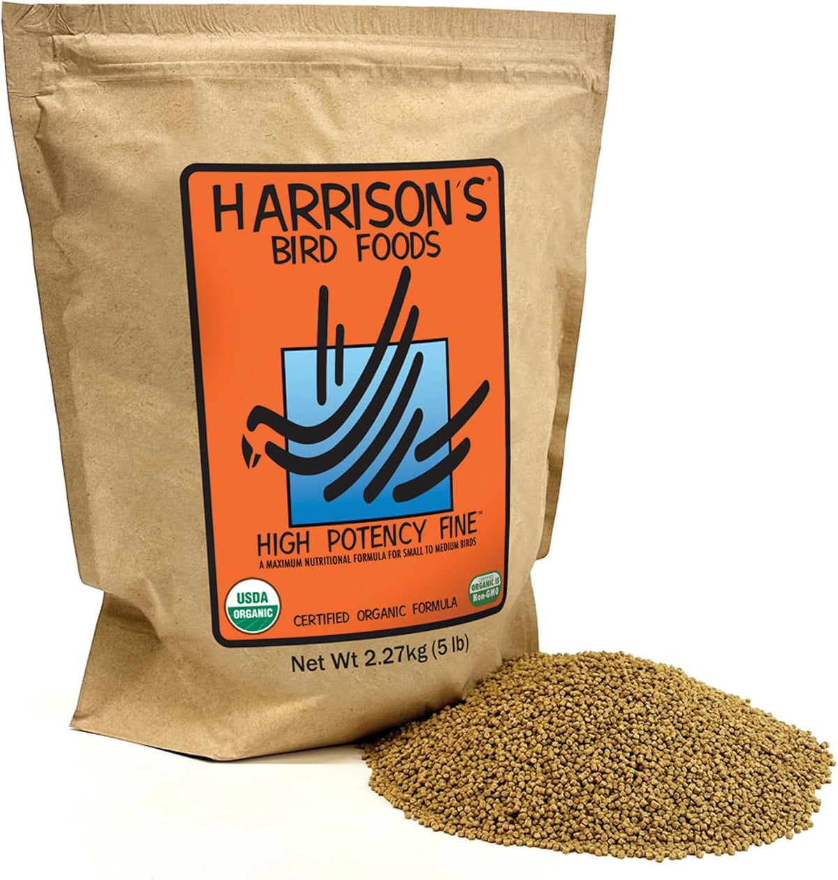 Harrison's Bird Foods High Potency Fine - Certified Organic, Non GMO Formula for Small to Medium Birds - Human Grade Pellets for Molting, Recovering & Weaning Chicks with Balanced Nutrition (1lb) - Image 9