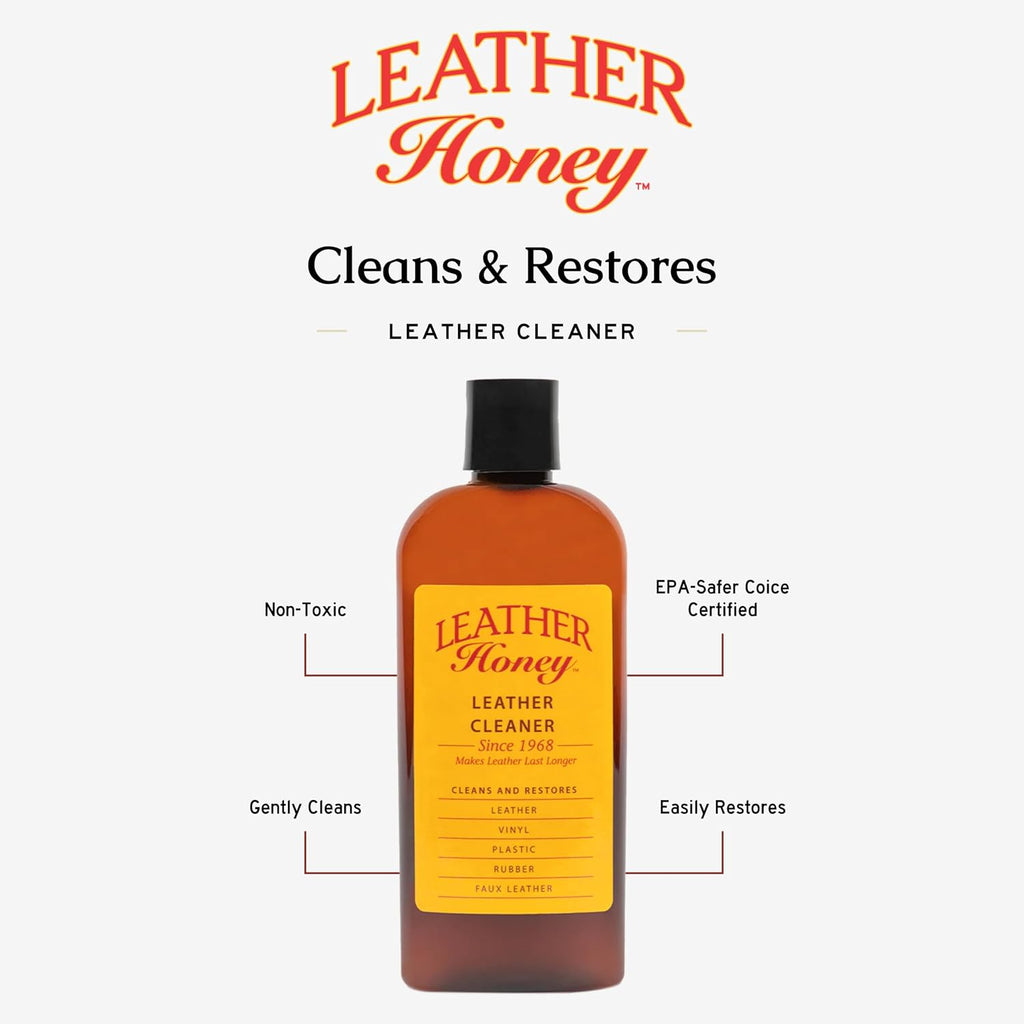 Deep cleaning leather formula removing dirt from a luxury leather handbag