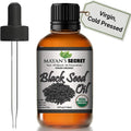 Mayan's Secret Organic Black Cumin Seed Oil four ounce bottle front view.