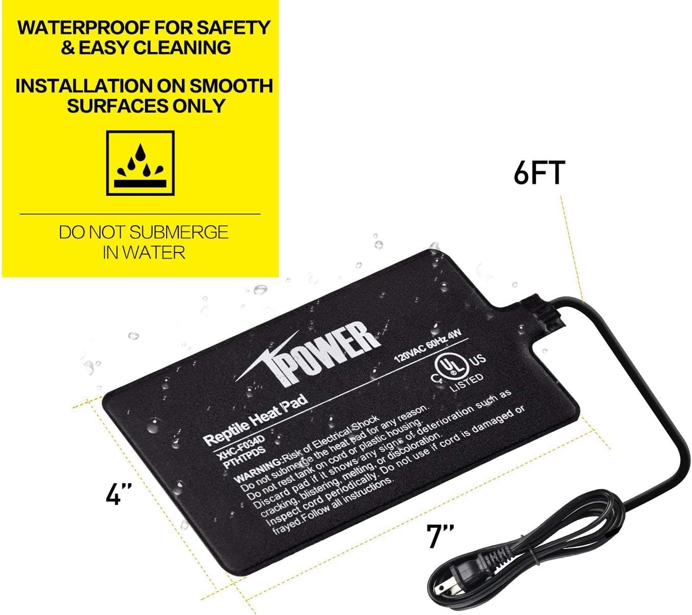 Rubber feet included for terrarium elevation and safety