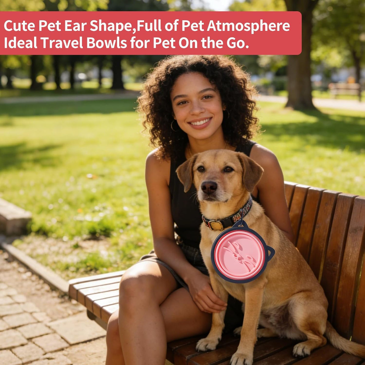 SLSON grey portable dog bowl expanded fully for outdoor hiking and camping use