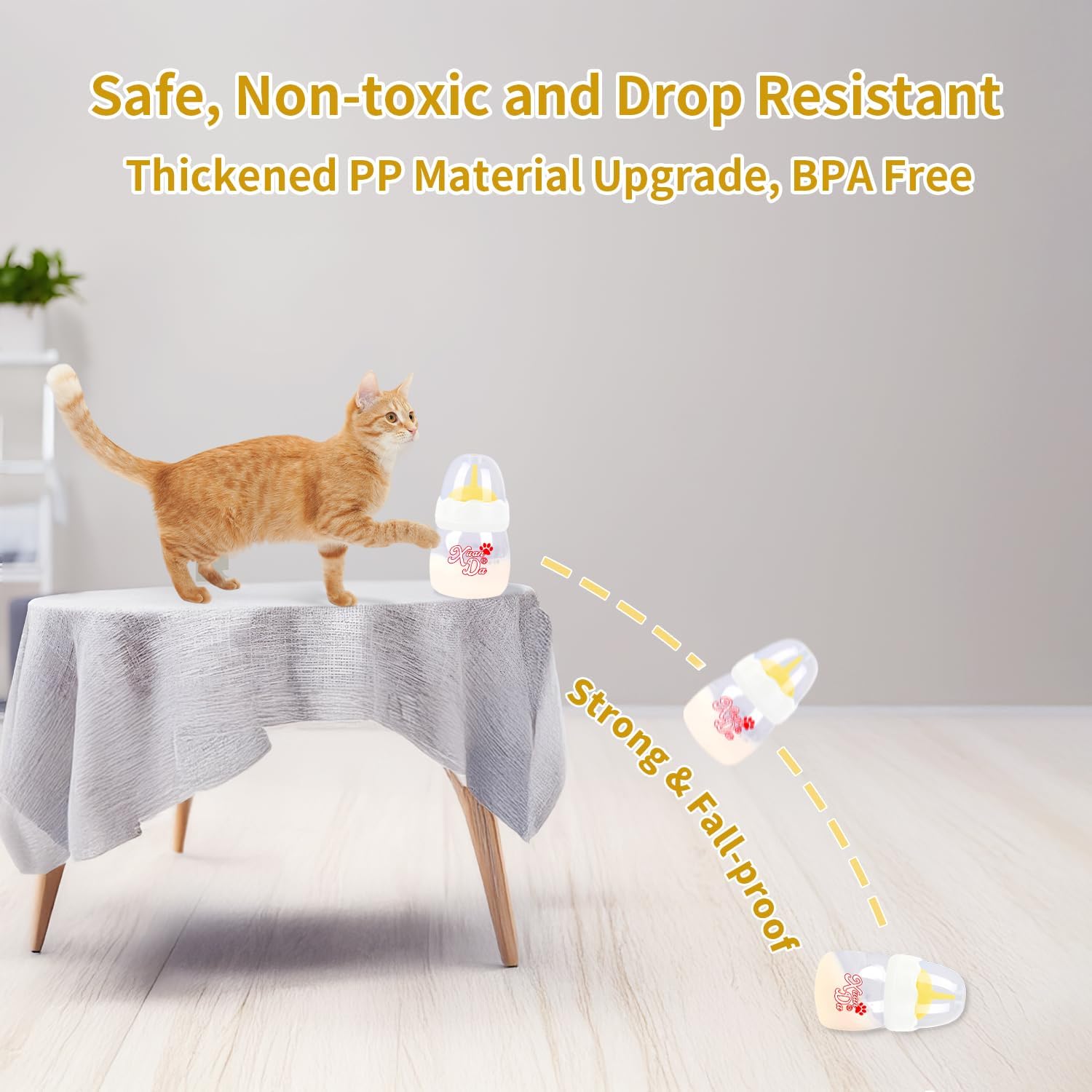 Wide mouth opening design of the pet nursing bottle for easy cleaning.
