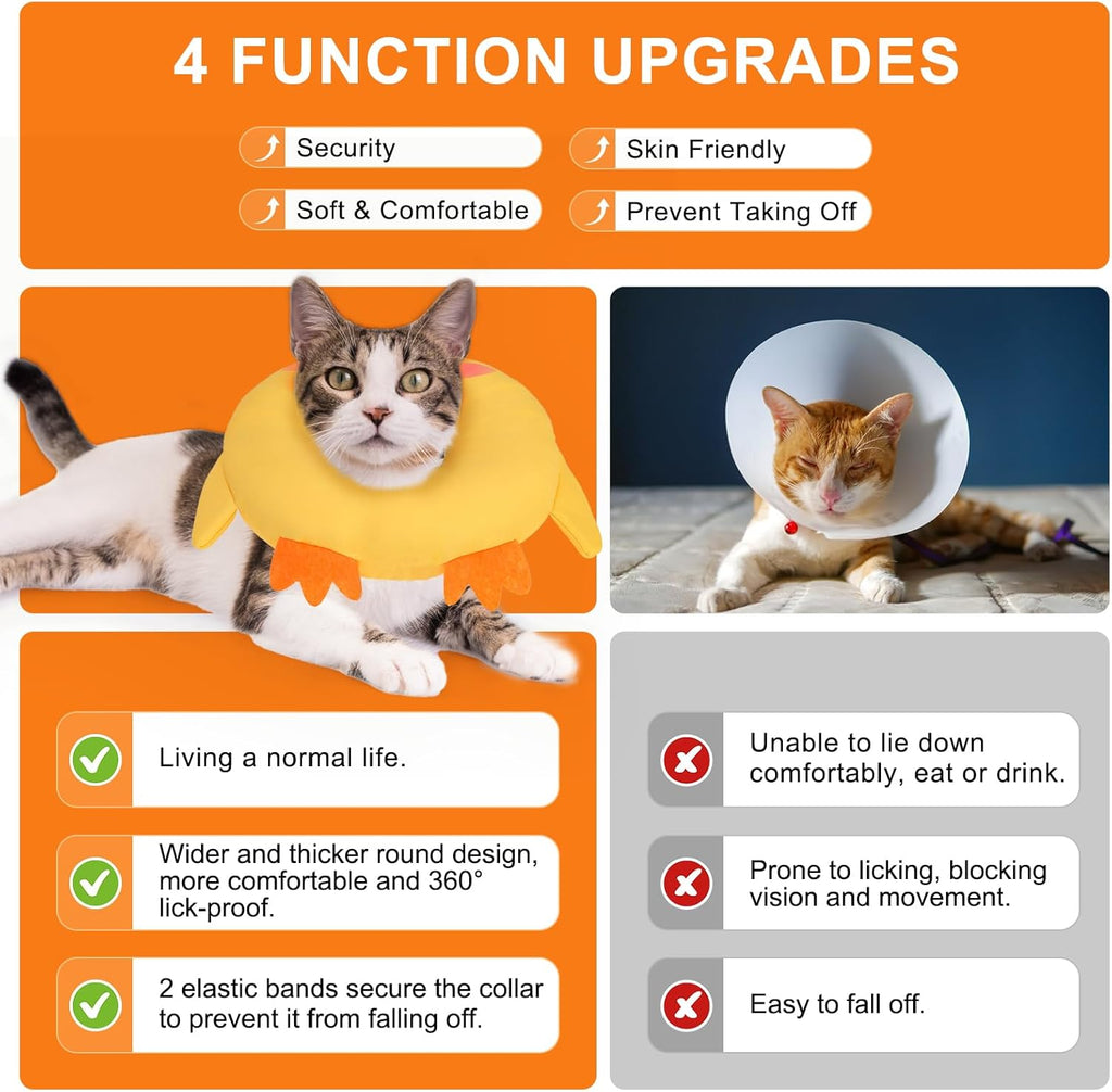 Premium lightweight cat recovery e-collar with adjustable drawstring toggle close-up.