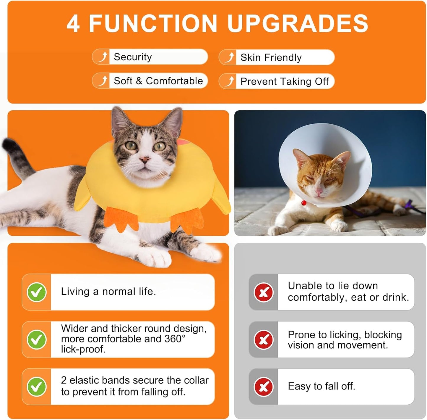 Premium lightweight cat recovery e-collar with adjustable drawstring toggle close-up.