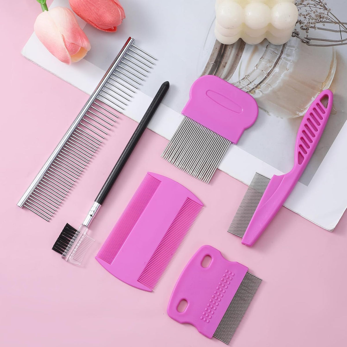 Stainless steel flea and lice removal comb for dogs