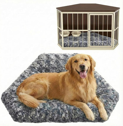 Fanfanwin dog kennel pad plush rose velvet gray front view