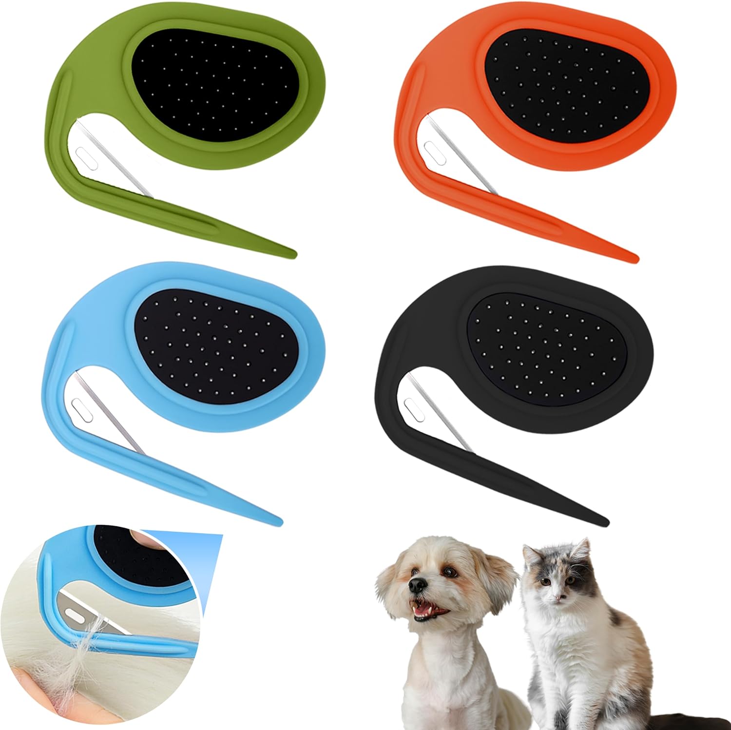 YTaraHub 4Pcs cat and dog dematting comb set front view pet grooming tool