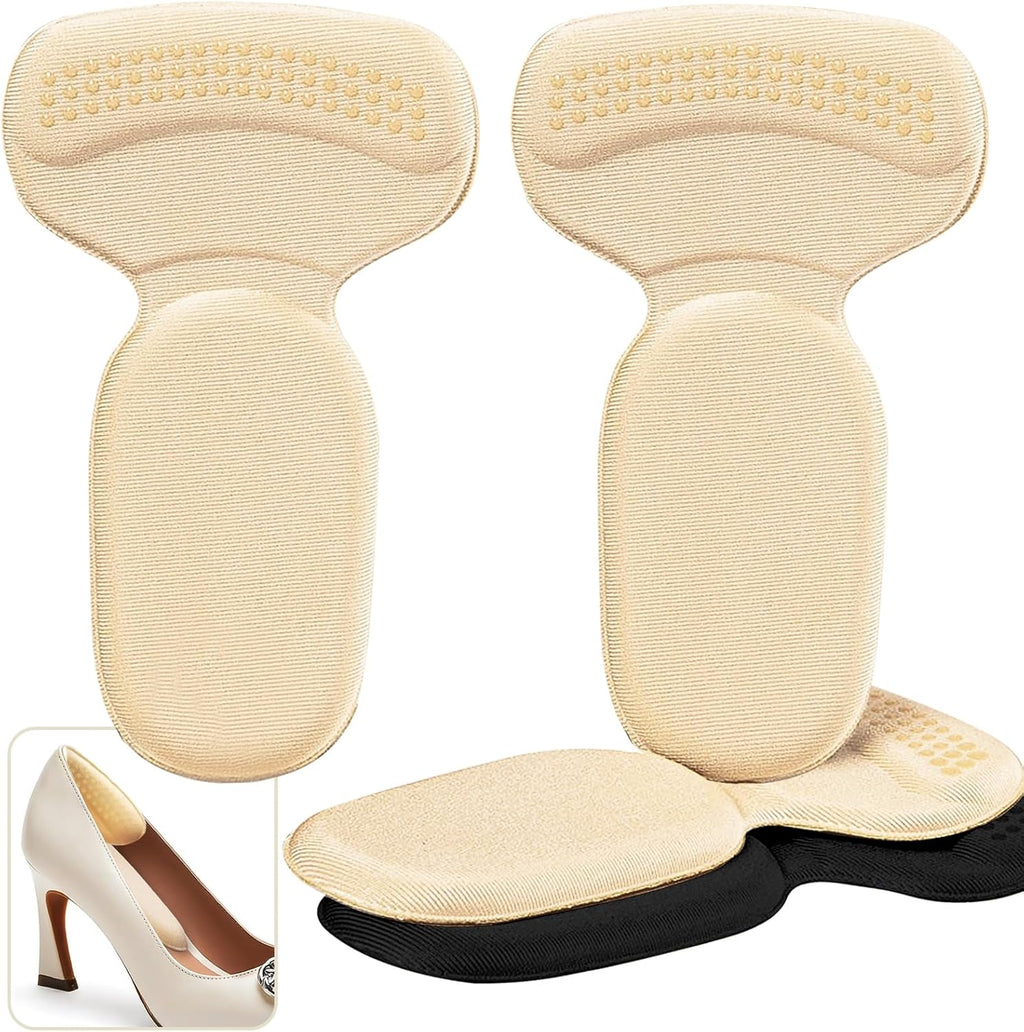 PHIXBEAR heel pads for loose shoes front view showing apricot and black colors.