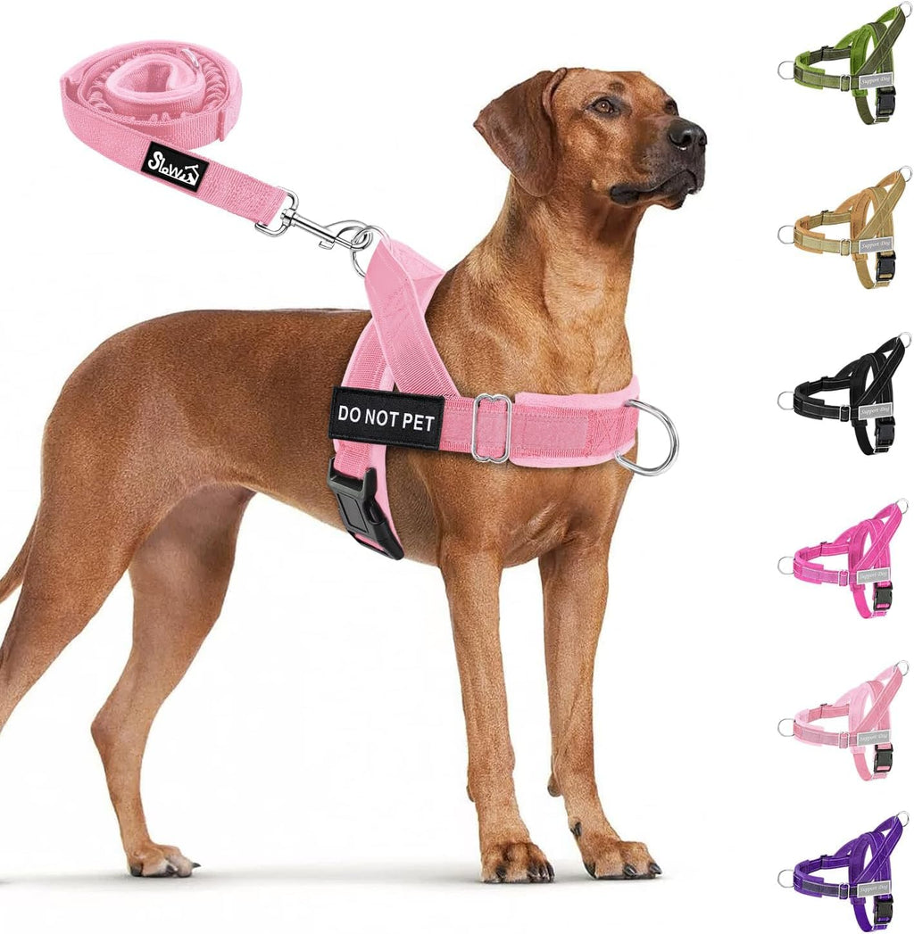 SlowTon No Pull Dog Harness - Heavy Duty Dog Harness and Leash Set for Medium Large Dogs, Reflective Tactical Harness with Soft Padded and Front Clip for Easy Walk and Training (Black L) - Image 13