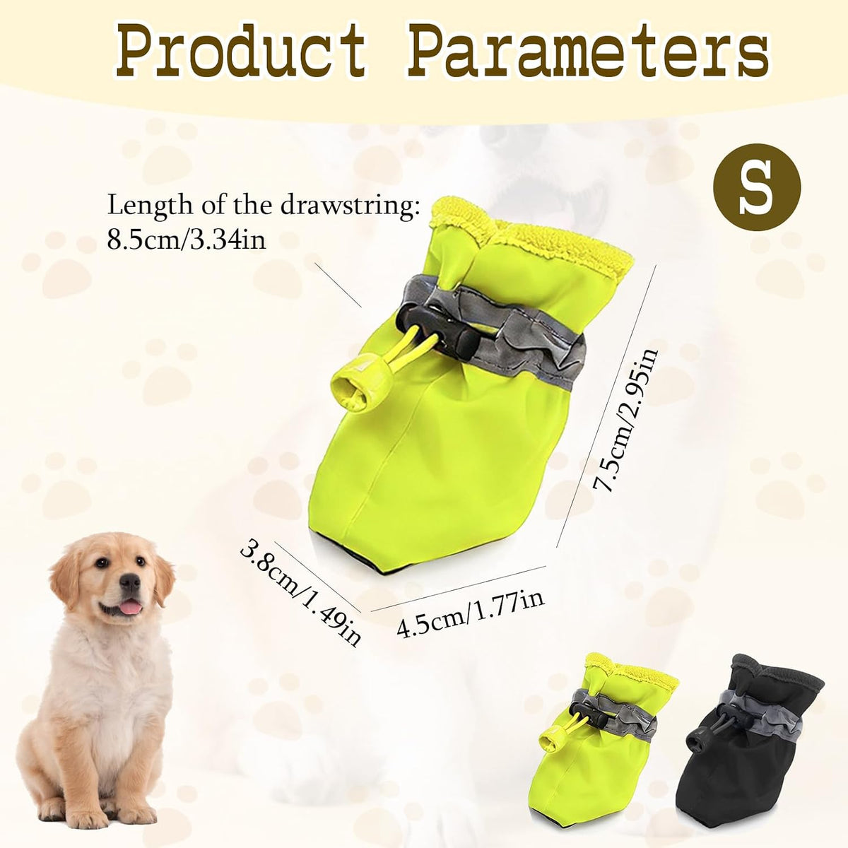 Andiker dog boots with adjustable drawstring close up