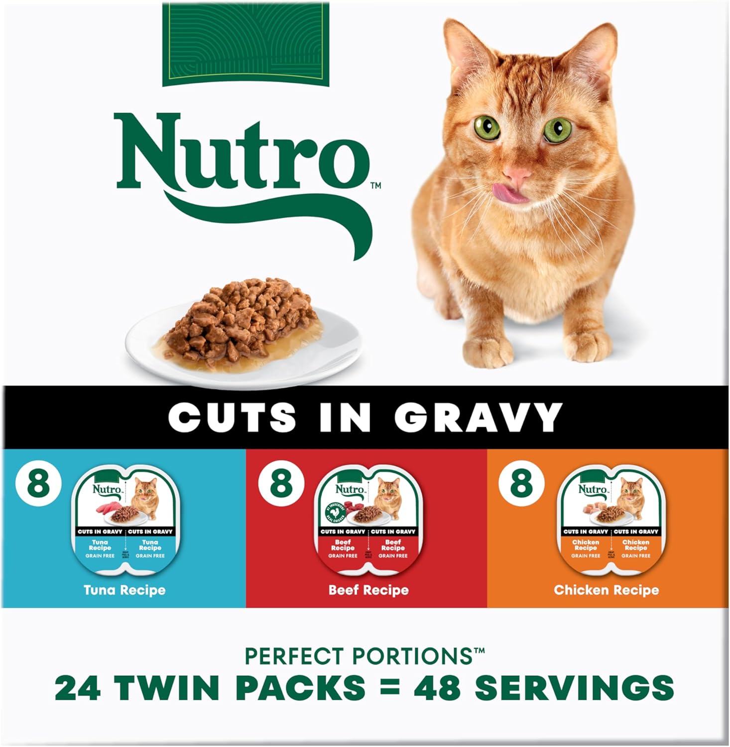Nutro Perfect Portions Wet Cat Food Gravy Cuts Variety Pack, Cat Food Wet Recipe, Turkey or Chicken Recipe, 2.6 oz. Twin-Pack Trays, 12 Pack - Image 14