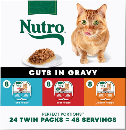 Nutro Perfect Portions Wet Cat Food Gravy Cuts Variety Pack, Cat Food Wet Recipe, Turkey or Chicken Recipe, 2.6 oz. Twin-Pack Trays, 12 Pack - Image 14