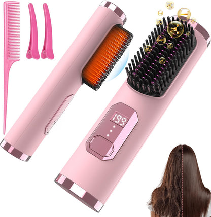 Zdxbo cordless hair straightener brush front view for professional styling