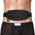 DiaBelt insulin pump belt front view showing black double slide zipper pouch