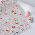 Nbntgh 5d embossed pink nail stickers front view sheet packaging