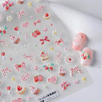 Nbntgh 5d embossed pink nail stickers front view sheet packaging