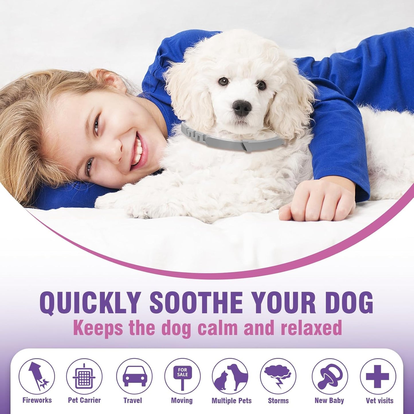 Hypoallergenic pet calming collar material details close up view