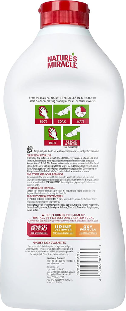 Nature's Miracle dog cleaning solution bottle texture and label