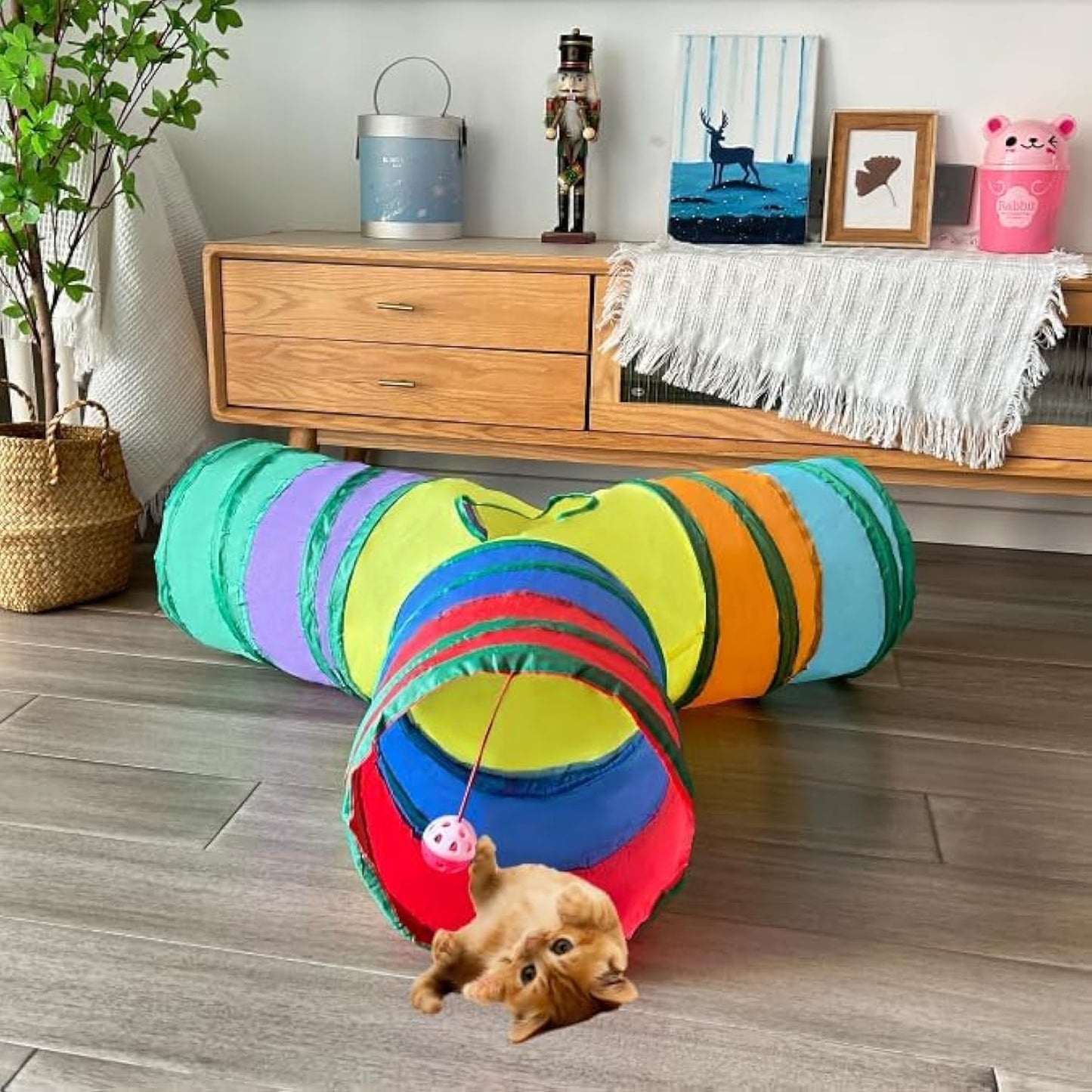 3-Way Collapsible Cat Tunnel Tube Toy Black Blue - Interactive Play Tunnel with Hanging Ball & Peek Hole for Indoor Cats, Kittens, Puppies & Rabbits | Hours of Fun & Exercise - Image 14