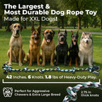 Pacific Pups Products XXL rope toy for extra large dogs held up to show massive scale